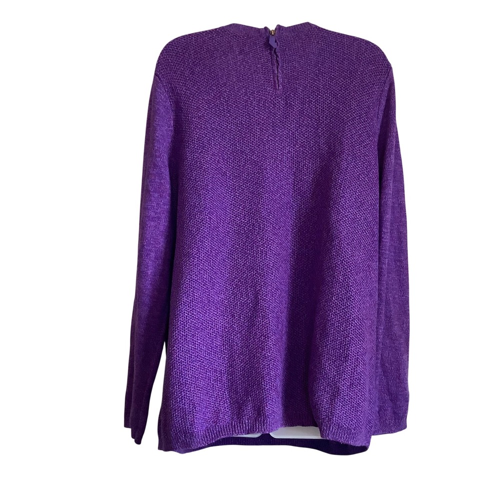 Talbots Purple Cable Knit Crew Neck 2XL Sweater Long Sleeve Back Zip Pullover
